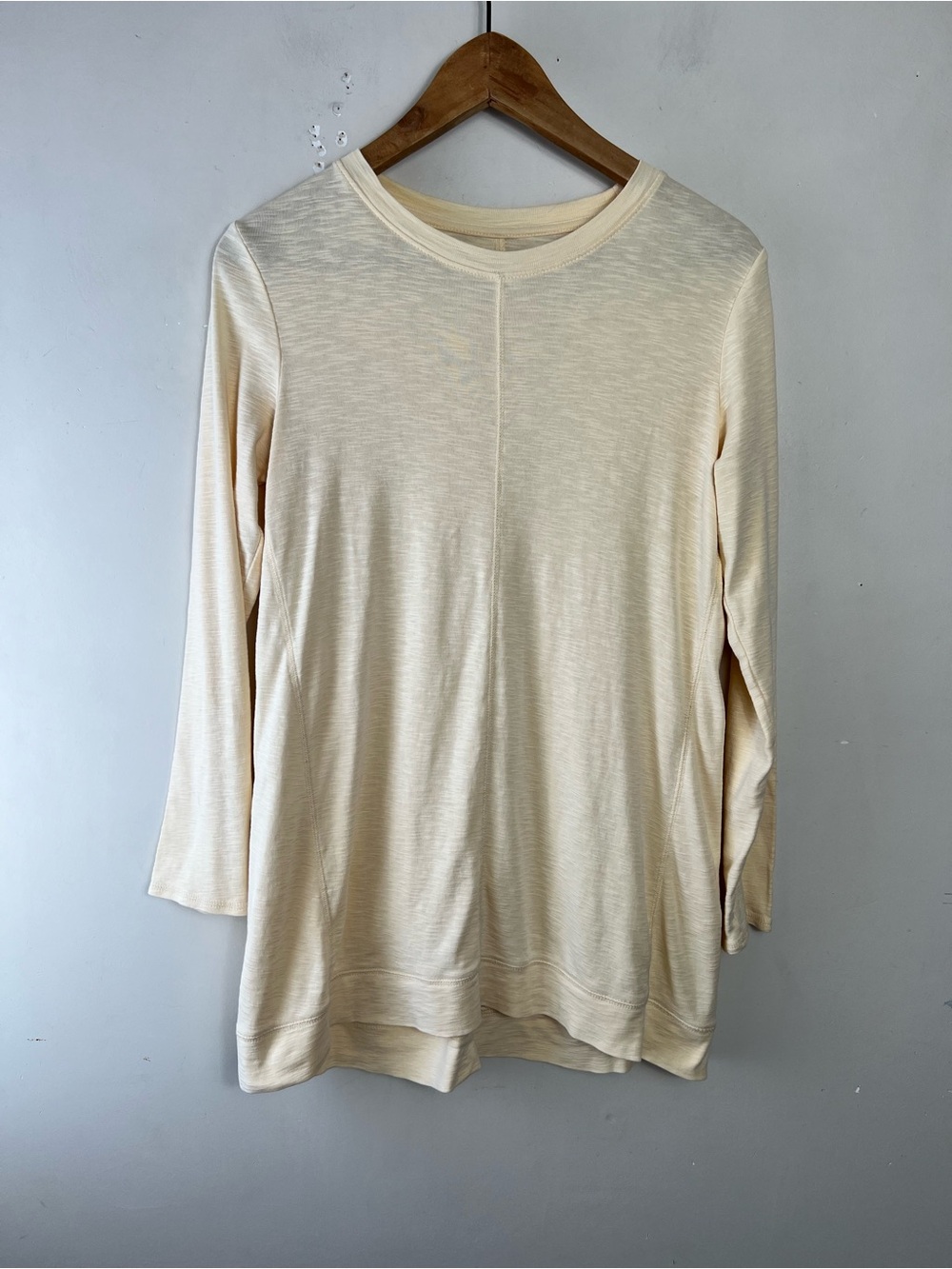 J.Jill "Ellipitical" 100% Pima Cotton Slub Knit Tunic Butter Yellow Shirt Small